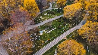 Laurel Hill Cemetery Autumn Aerial View, Saco, Maine