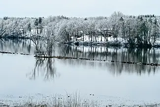 Laurel Hill Cemetery Saco River Winter Calm, Saco, Maine