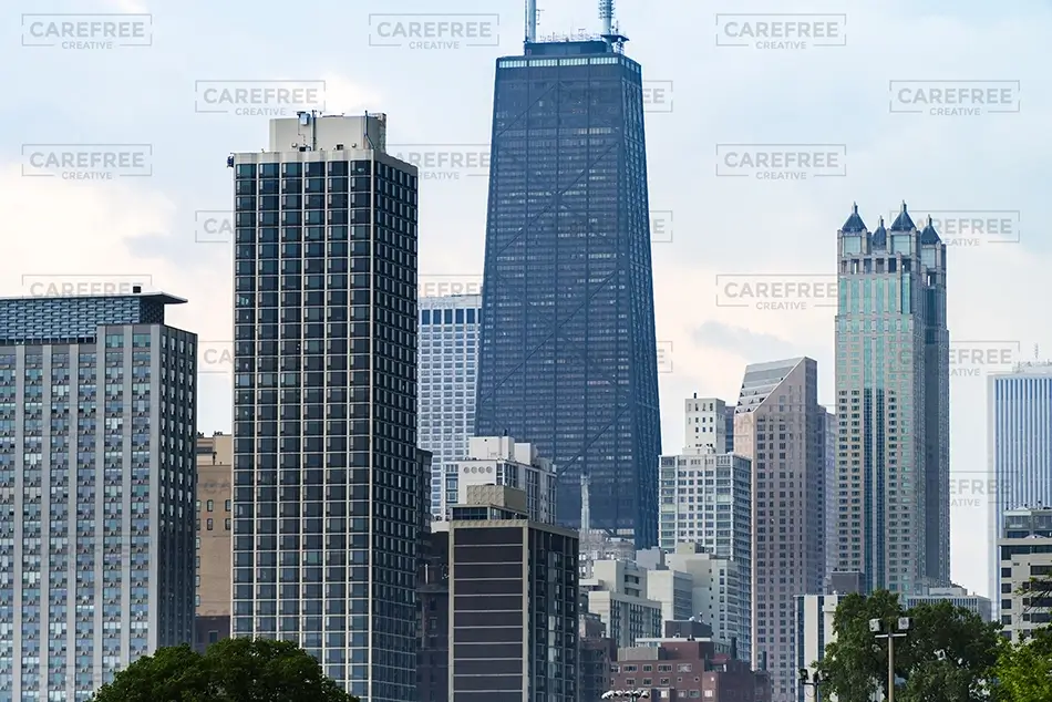 Lincoln Park Conservatory Chicago Skyline Skyscrapers, United States
