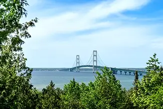 Mackinac Bridge Suspension Bridge View, Mackinaw City, Michigan