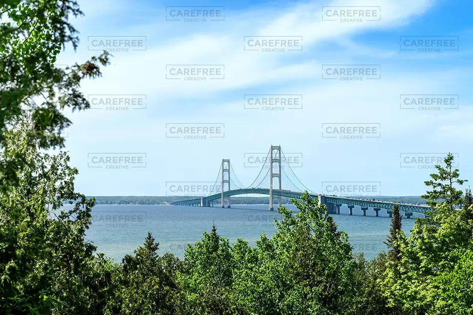 Mackinac Bridge Suspension Bridge View, Mackinaw City, Michigan · United States