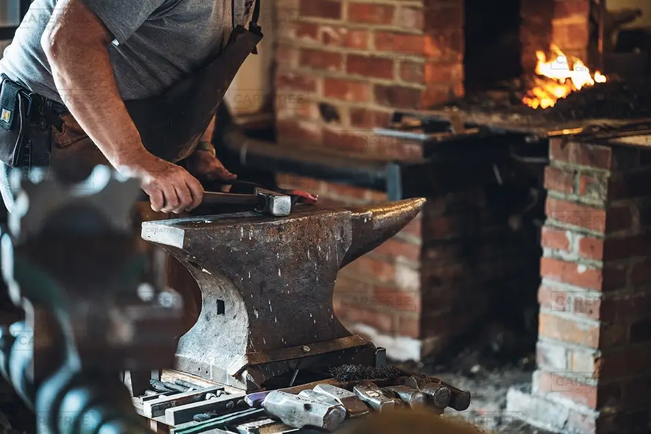Fryeburg Blacksmith Working at Anvil, Fryeburg, Maine · United States