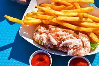 Lobster Roll With Fries Golden Crispy French Fries, Maine