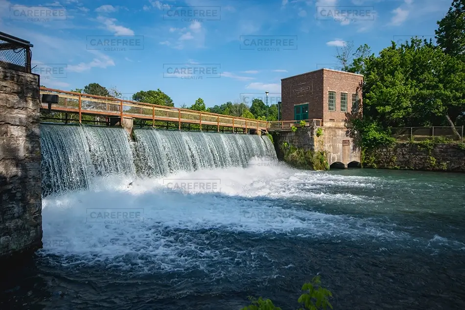 Mammoth Spring State Park Dam Waterfall Overflow, Mammouth Spring, Arkansas · United States