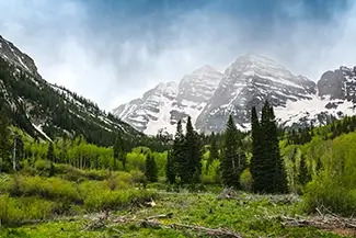 Maroon Bells Majestic Mountain Landscape with Trees, Aspen, Colorado