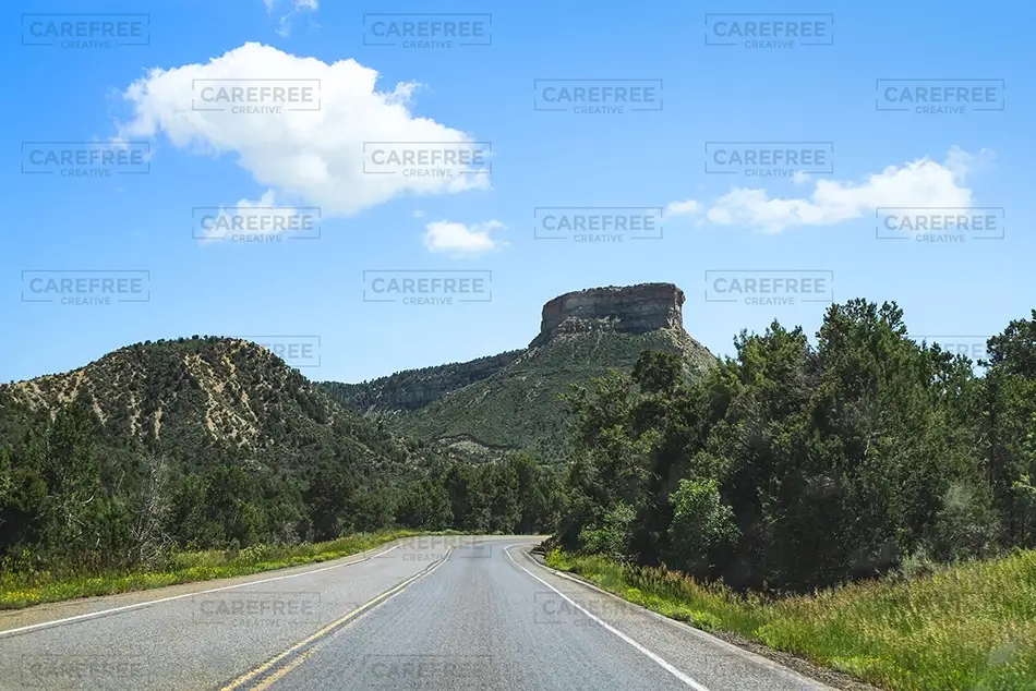 Mesa Verde National Park Scenic Road with Rock Formation, Cortez, Colorado · United States