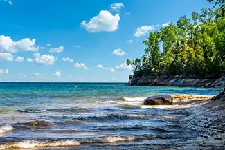Miners Beach Serene Water and Rock Formation, Shingleton, Michigan