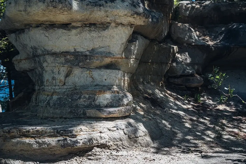 Miners Castle Rock Layered Sandstone Rock Formation, Munising, Michigan · United States