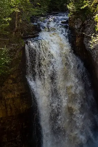Miners Falls Rushing Waterfall Cascade, Munising Township, Michigan