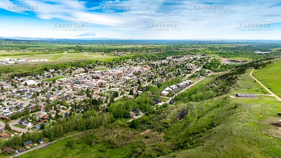 Montana Aerial Small Town View, Montana · United States