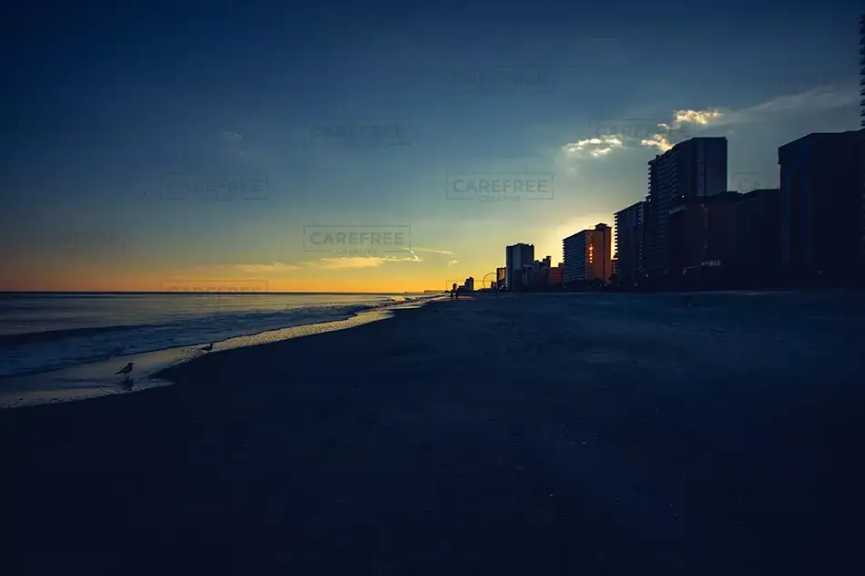Myrtle Beach Dusk Over Sandy Beach, Myrtle Beach, South Carolina · United States