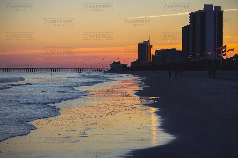 Myrtle Beach Waves At Sunset, Myrtle Beach, South Carolina · United States