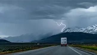 Nevada Lightning Strike Over Mountains, Nevada