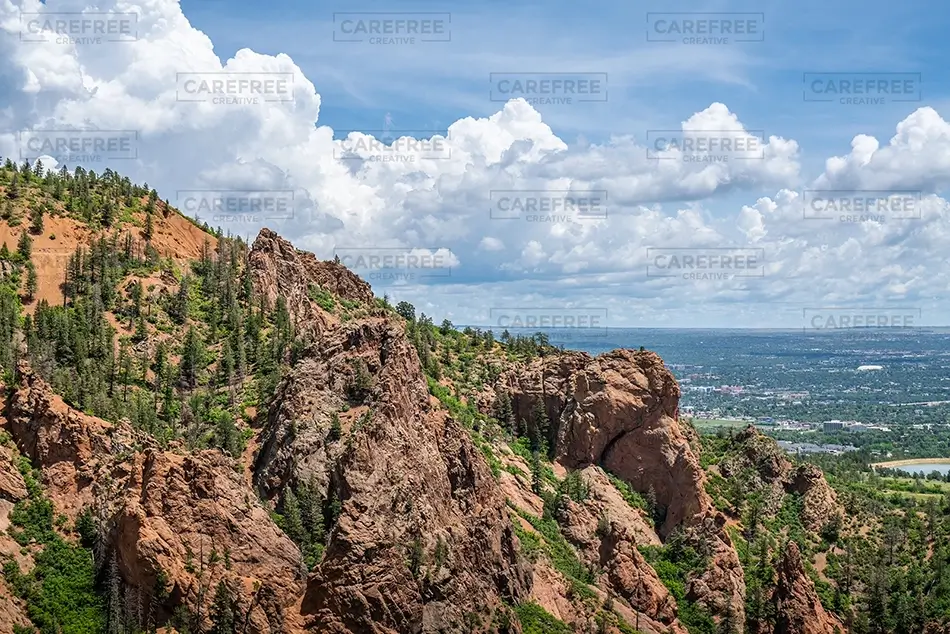 North Cheyenne Canon Park Rocky Hills and Lush Greenery, Colorado Springs, Colorado · United States