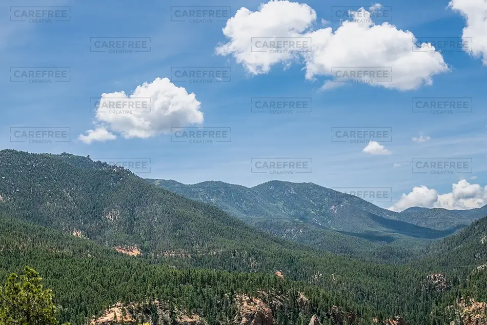 North Cheyenne Canon Park Lush Mountain Landscape and Clouds, Colorado Springs, Colorado · United States