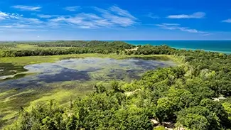 North Point County Park Aerial Wetland Marsh View, South Haven Township, Michigan