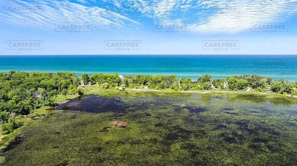 North Point County Park Aerial Wetland Coastline, South Haven Township, Michigan · United States