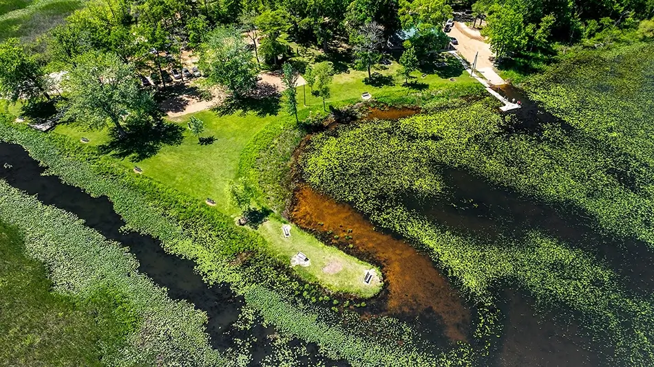 North Point County Park Aerial Lakeside Greenery, South Haven Township, Michigan · United States
