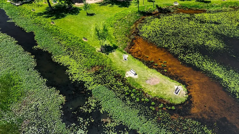North Point County Park Aerial Wetland Peninsula View, South Haven Township, Michigan · United States