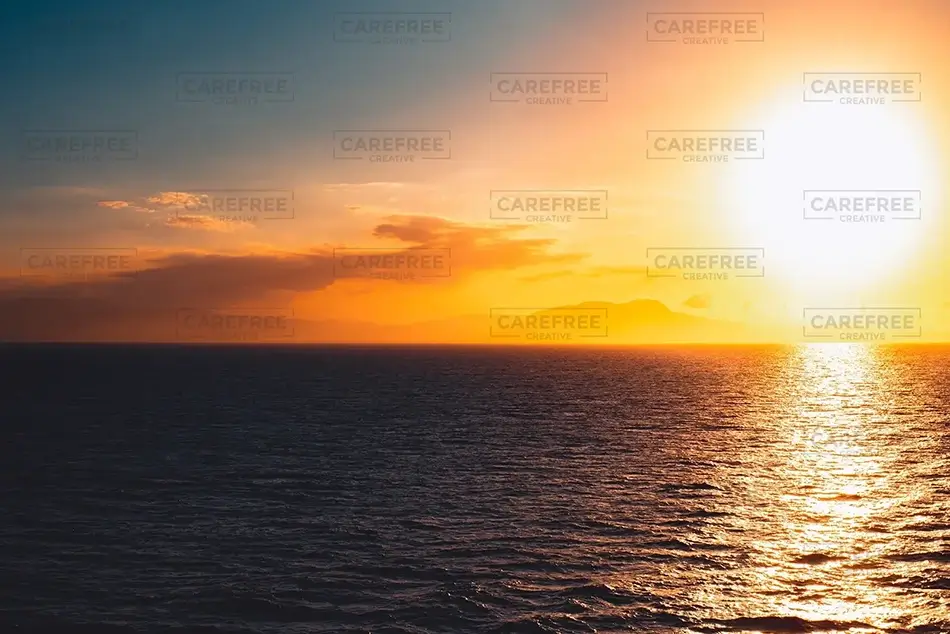 Ocean Sunset with Radiant Horizon, USVI · Caribbean