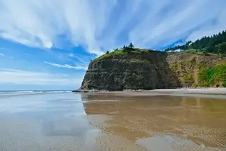 Oceanside Beach Serene Reflections by the Cliffside, Oceanside, Oregon