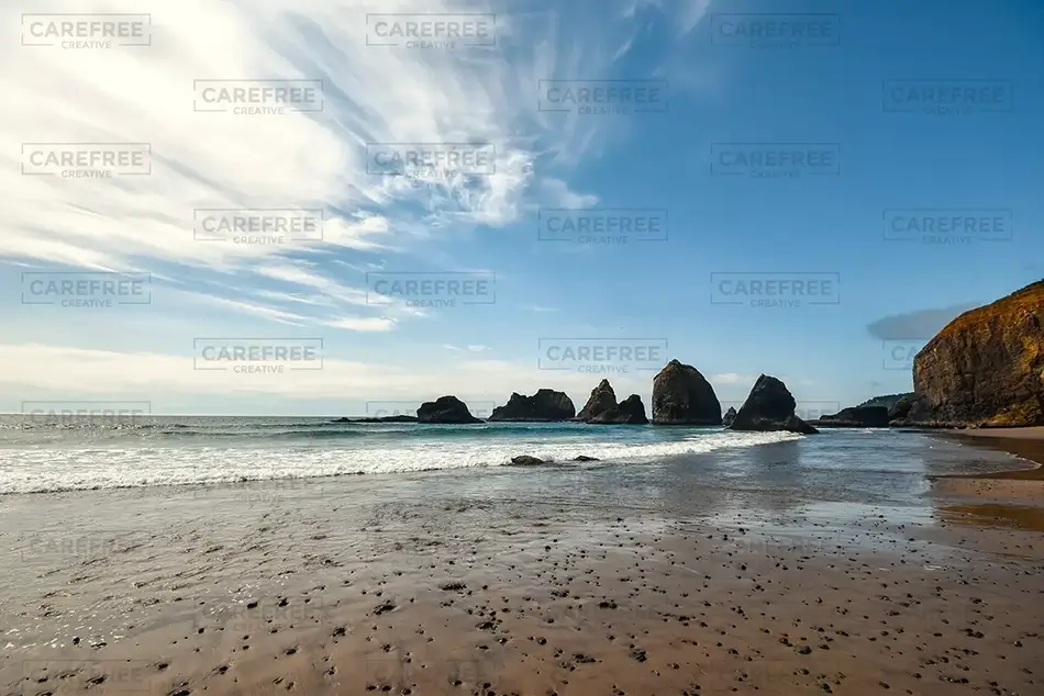 Oceanside Beach Seascapes with Sculptural Rocks, Oceanside, Oregon · United States
