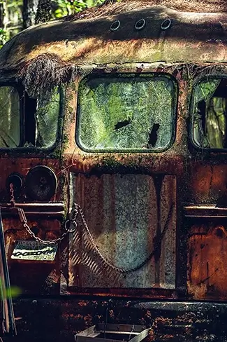 Old Car City USA Rusty Bus Abandoned, White, Georgia