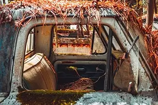Old Car City USA Abandoned Truck Reclined, White, Georgia