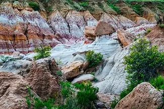 Paint Mines Interpretive Park Colorful Formations and Greenery, Calhan, Colorado