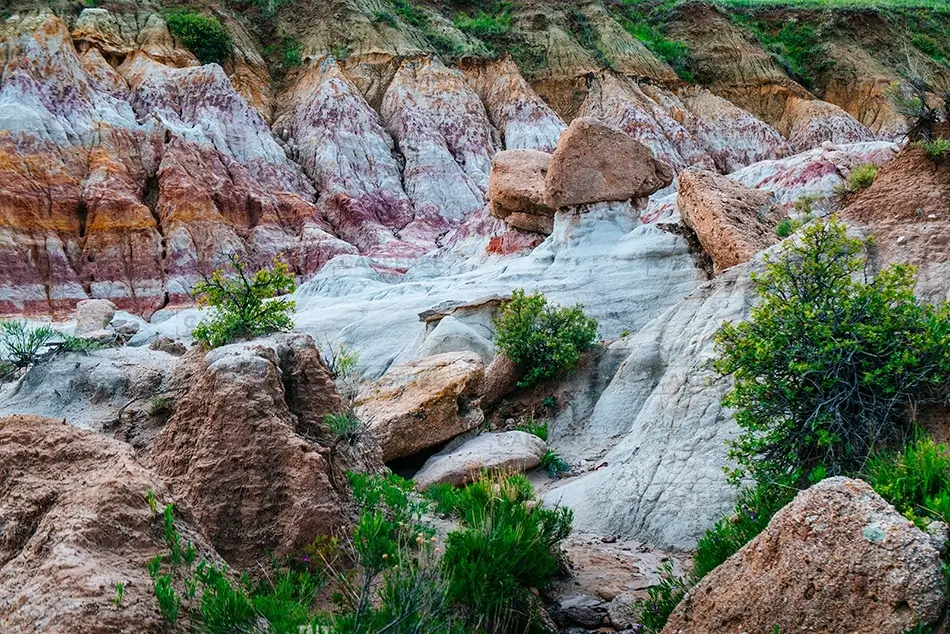 Paint Mines Interpretive Park Colorful Formations and Greenery