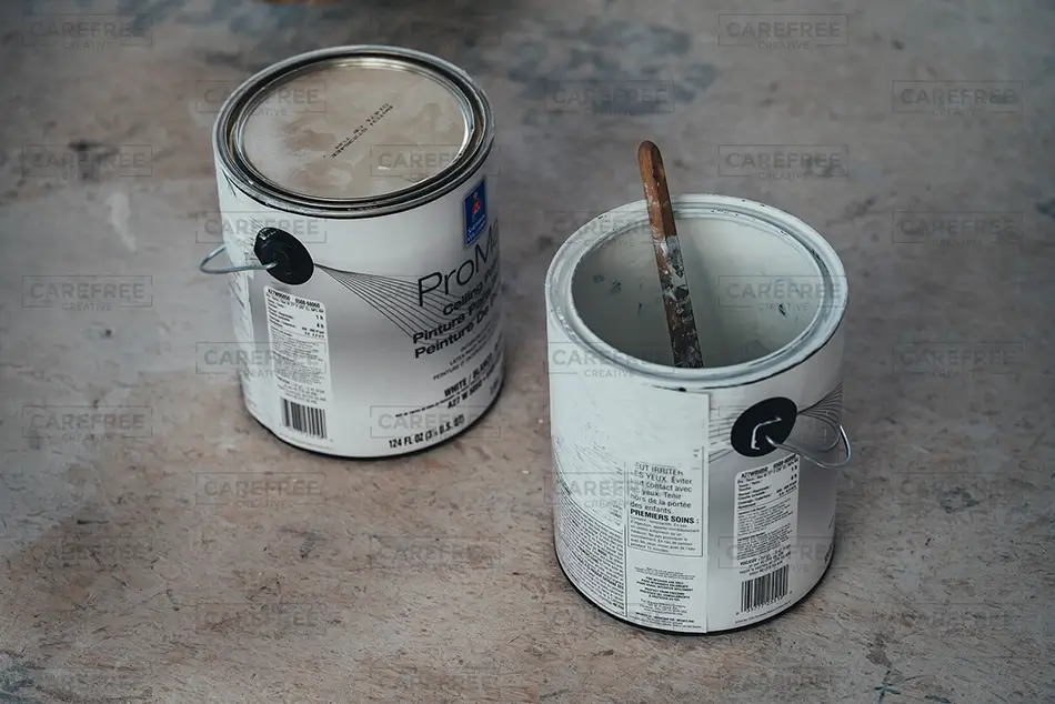 Painting Open Paint Cans Brush