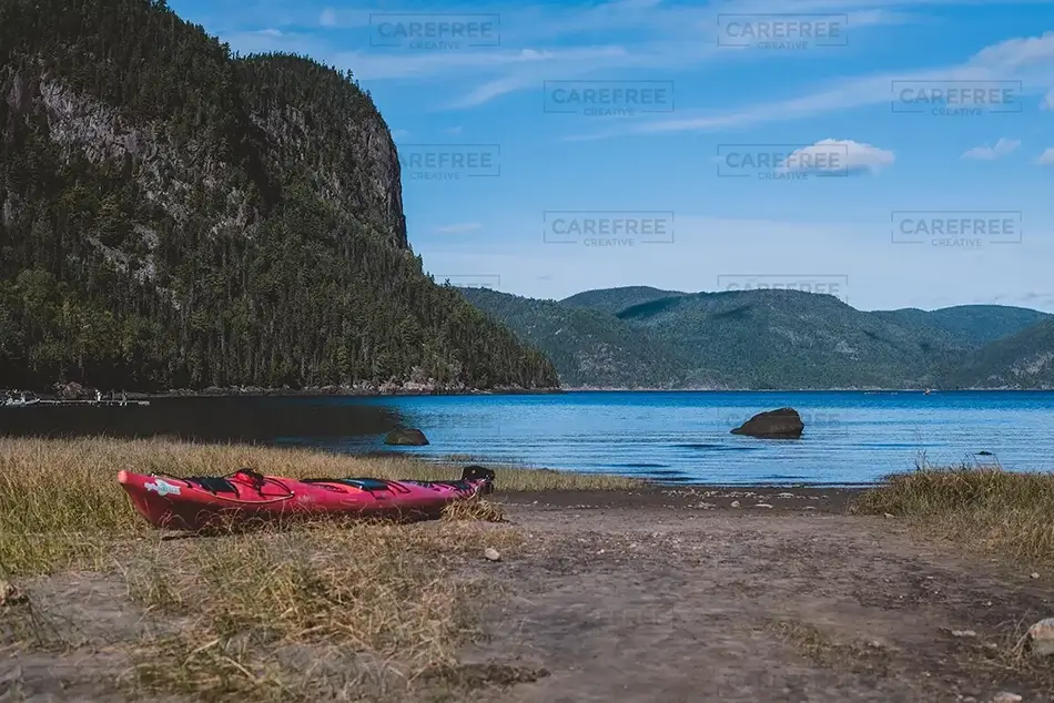 Saguenay Fjord National Park Red Kayak, Rivière-Éternité, Quebec · Canada