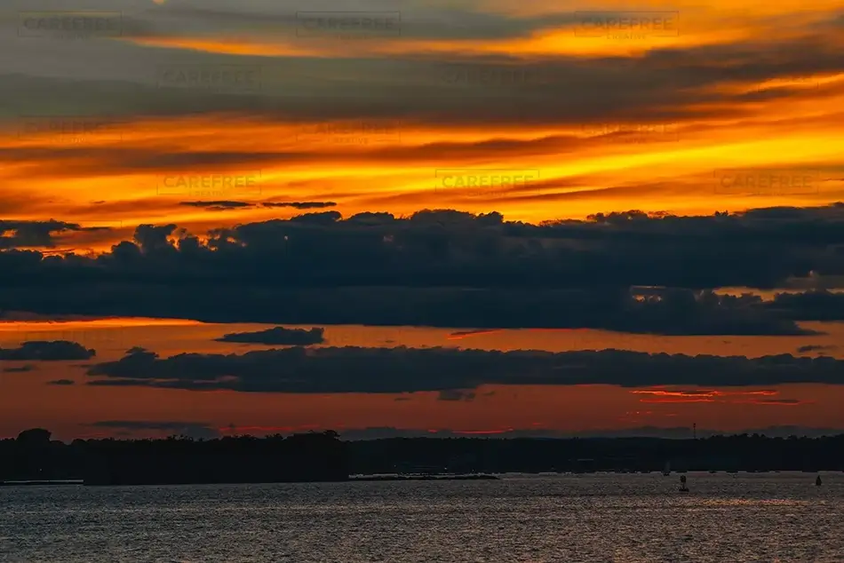 Peaks Island Sunset Over Portland Harbor, Peaks Island, Maine · United States