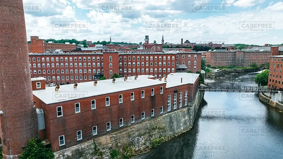 Pepperell Mills Saco River Canal View, Saco, Maine · United States
