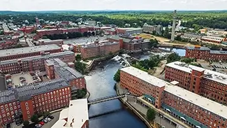 Pepperell Mills Saco Aerial Perspective, Saco, Maine