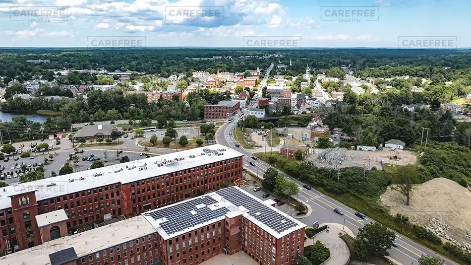Pepperell Mills Saco Overlooking Downtown, Saco, Maine · United States
