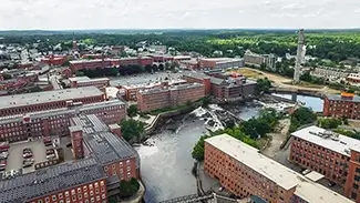 Pepperell Mills Saco Industrial Complex Aerial, Saco, Maine