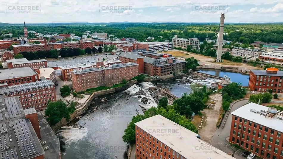 Pepperell Mills Saco Expansive Mill View, Saco, Maine · United States