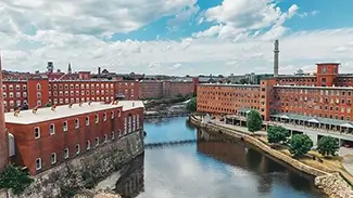 Pepperell Mills Saco Twin Buildings River View, Saco, Maine