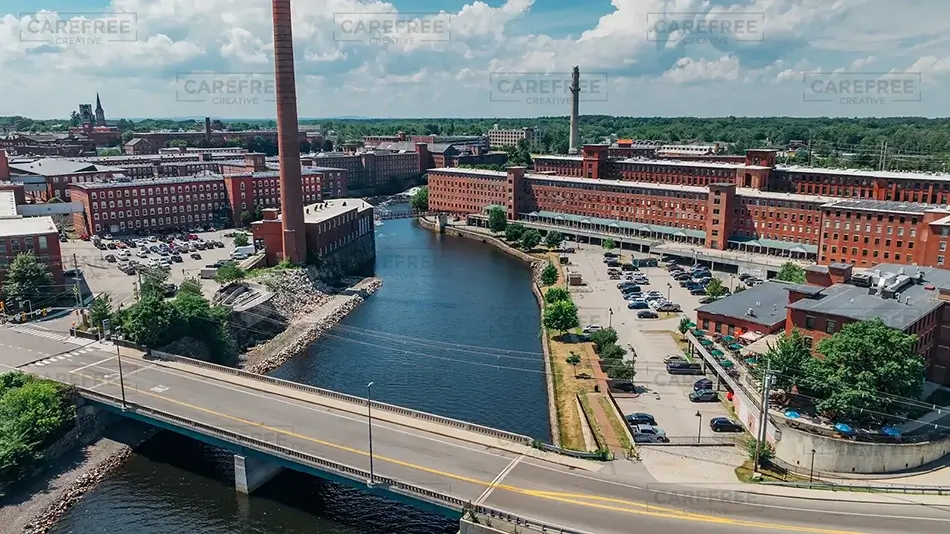 Pepperell Mills Saco River Scenic View, Saco, Maine · United States