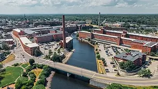Pepperell Mills Saco Aerial Bridge and Mill, Saco, Maine