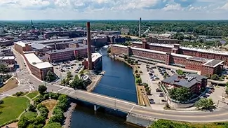 Pepperell Mills Saco Urban River Scene, Saco, Maine