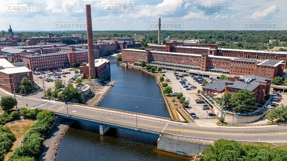 Pepperell Mills Saco Industrial Riverside View, Saco, Maine · United States