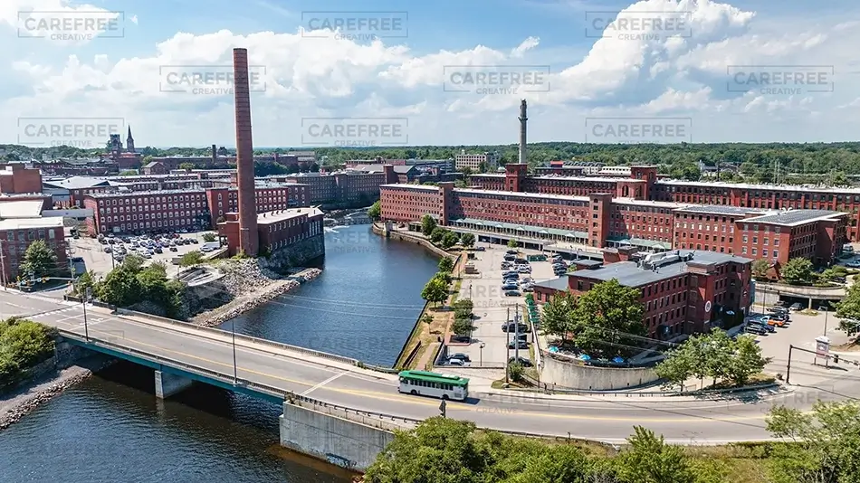 Pepperell Mills Saco Industrial Complex Aerial View, Saco, Maine · United States