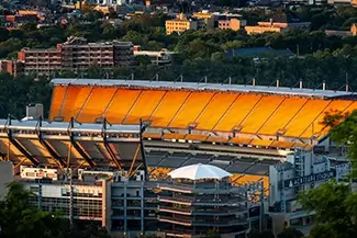 Point Of View Pittsburgh Acrisure Stadium Aerial Sunset View, Pittsburgh, Pennsylvania