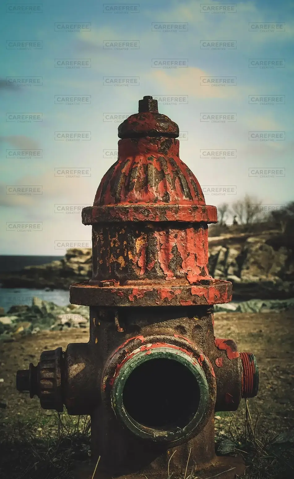 Portland Head Light Fire Hydrant Rustic Charm, Cape Elizabeth, Maine · United States