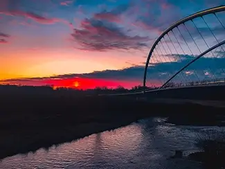 Riverfront City Park Crimson Sunset Bridge, Salem, Oregon