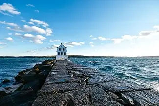 Rockland Breakwater Lighthouse Amidst Waves, Rockland, Maine
