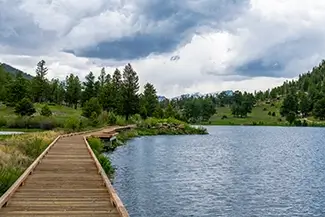 Rocky Mountain National Park Scenic Boardwalk by Water, Estes Park, Colorado
