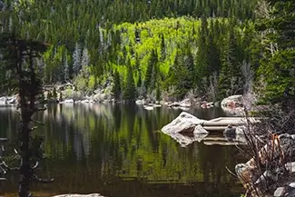 Rocky Mountain National Park Tranquil Lake Reflection, Estes Park, Colorado